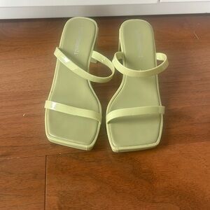 Jeffrey Campbell green jelly mules
